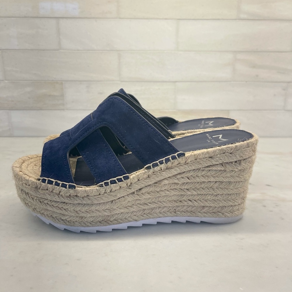 Marc Fisher Blue Espadrille Wedge Sandals